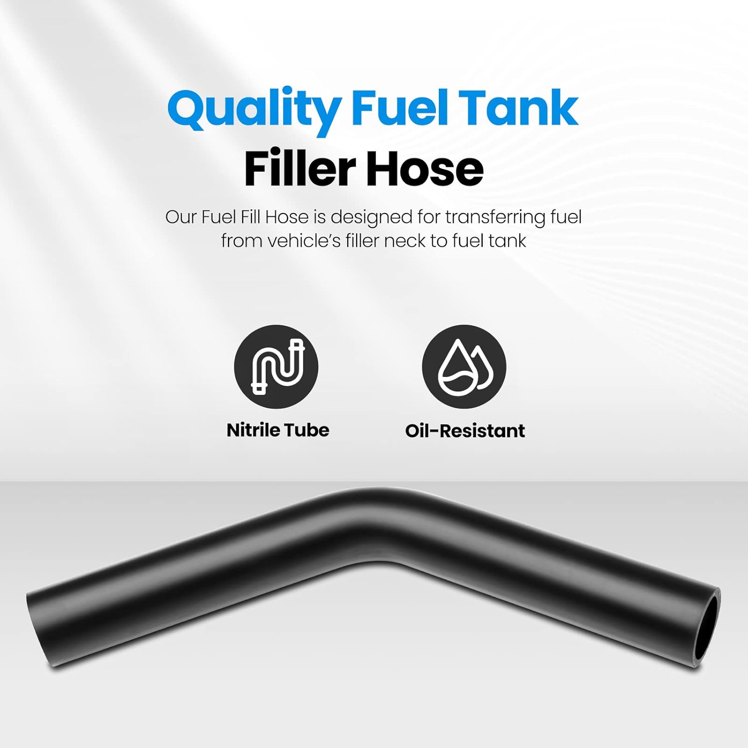Gasoline Fuel Filler Neck Hose with 4 Hose Clamps,1 inches Inside Diameter Fuel Hose, Reinforced Gas tank filler hose (45 degree, 1 ID) 45 degree 1 ID