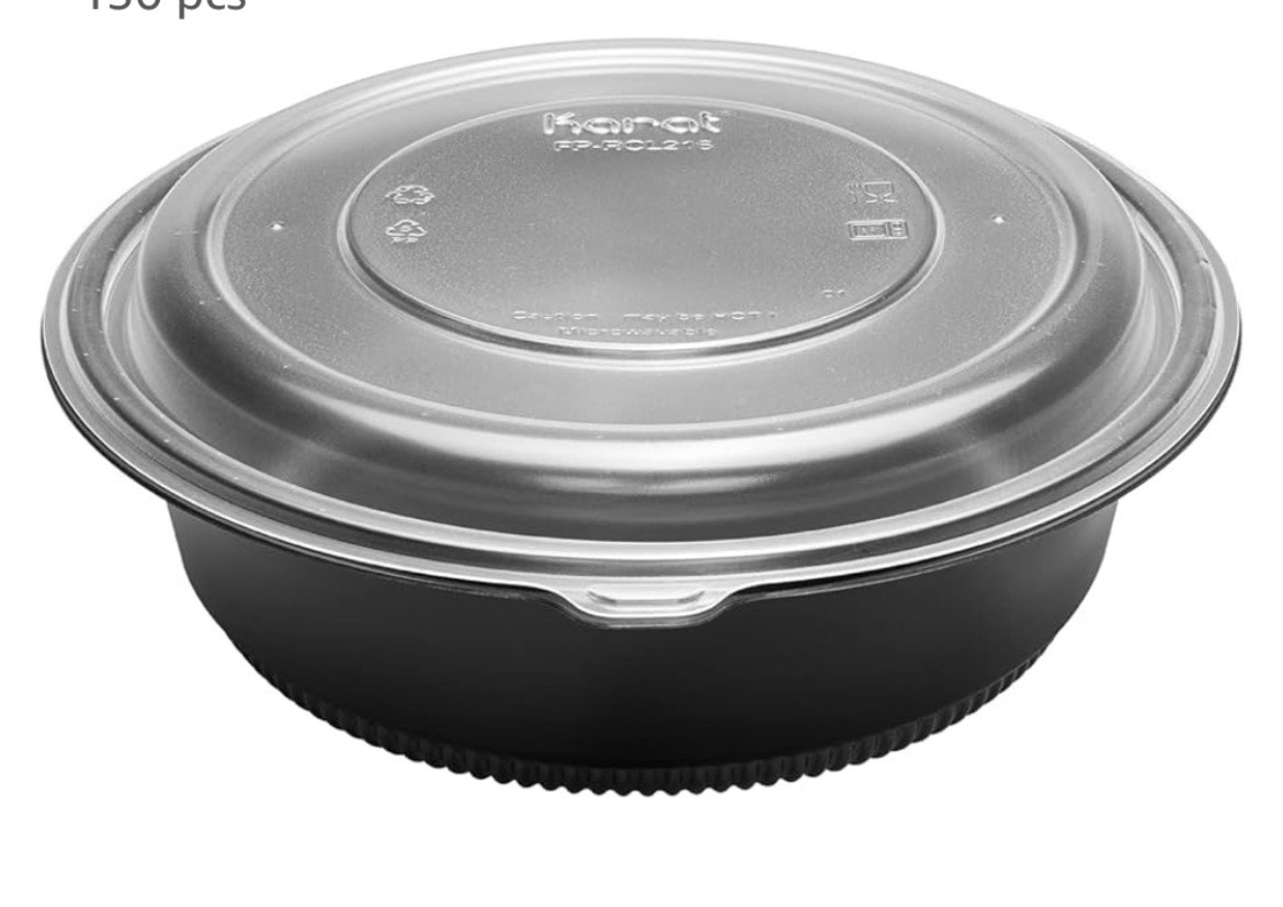 48 OZ Blavk Round Microwavable Container Essentials by first glove