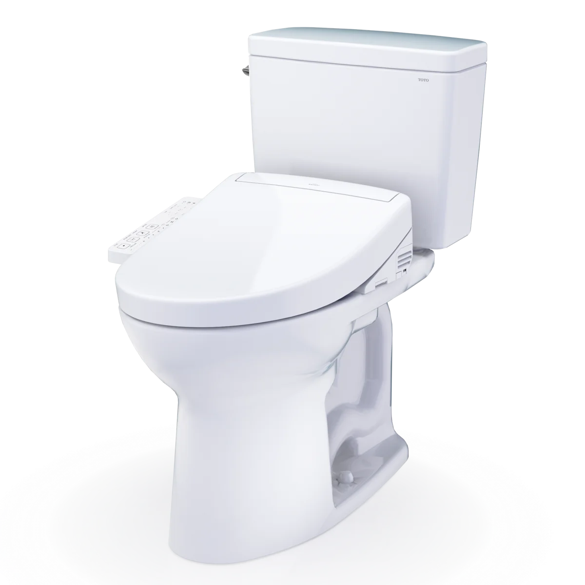 TOTOยฎ Drakeยฎ WASHLETยฎ+ Two-Piece Elongated 1.28 GPF Universal Height TORNADO FLUSHยฎ Toilet with S2 Bidet Seat, Cotton White - MW7763346CEFG#01