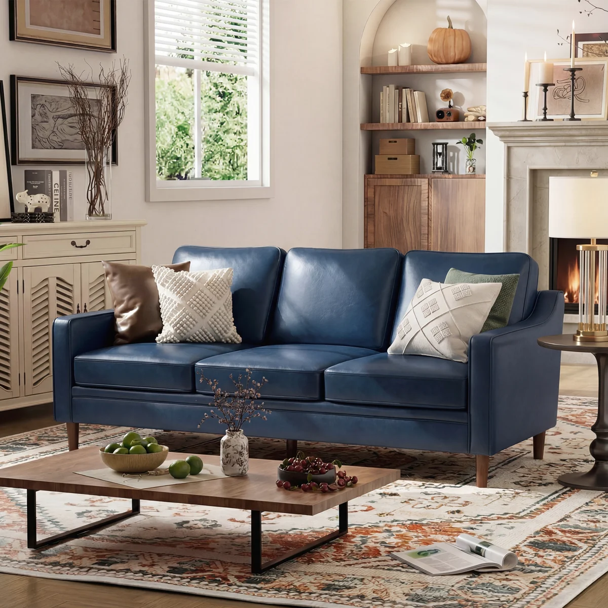 Barton 80.31'' Faux Leather Square Arm Sofa