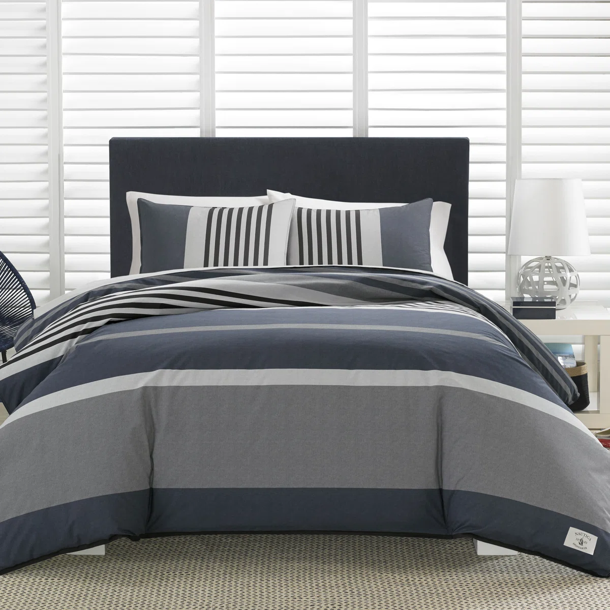 Nautica Rendon Cotton Grey Duvet Cover Set