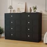 (box 1/2 only)8 Drawers Dresser For Bedroom, 47.2 Wide Dresser For Closet, Large Wood Tv Stand, Chest Of Drawers With Deep Drawer For Living Room, Hallway,home Office,black