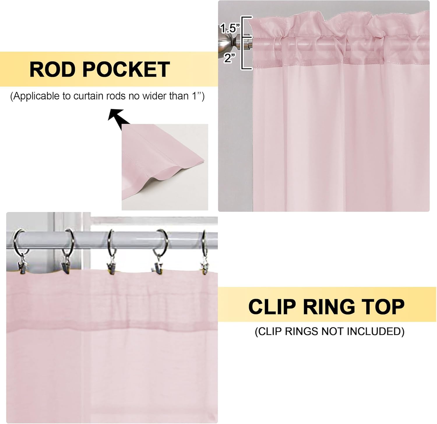 OVZME Blush Pink Sheer Curtains 84 Inches Long 2 Panels - Soft Light Filtering Window Sheer Panels for Living Room/Bedroom, Top Dual Rod Pocket, 1 Pair, Each 42Wx84L Inches Blush 42W x 84L (Pack of 2)