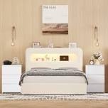 INCOMPLETE ON SALE 3-Piece Bedroom Sets, Storage Bed With Drawers \u0026 3-Drawer Nightstands With Charging Port