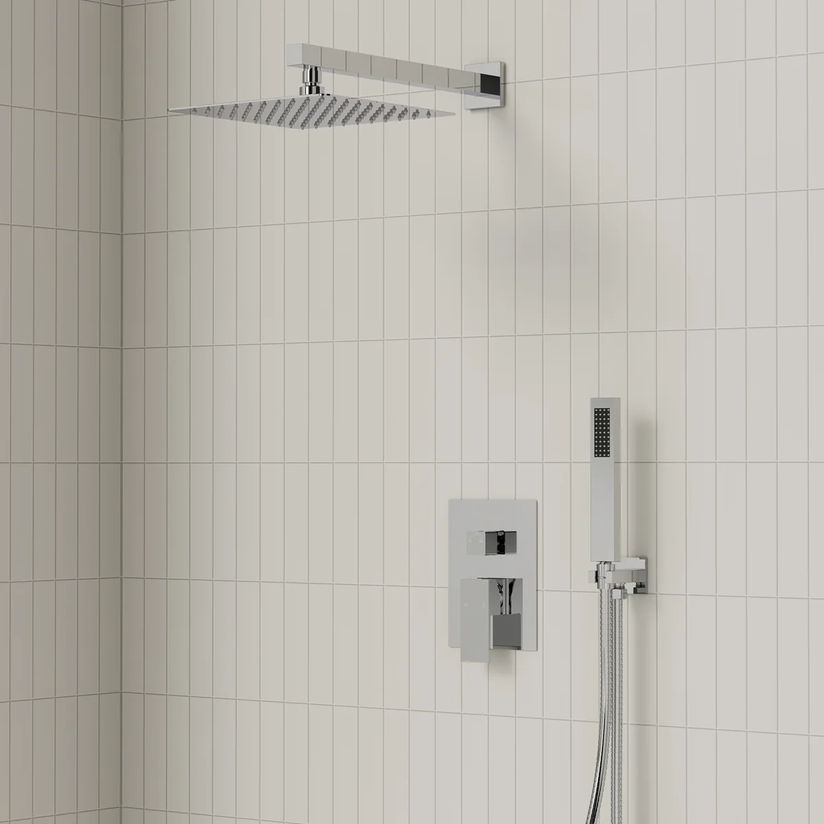 10" High Pressure Rainfall Shower System, Wall Mount Shower Faucet Set with Handheld Spray