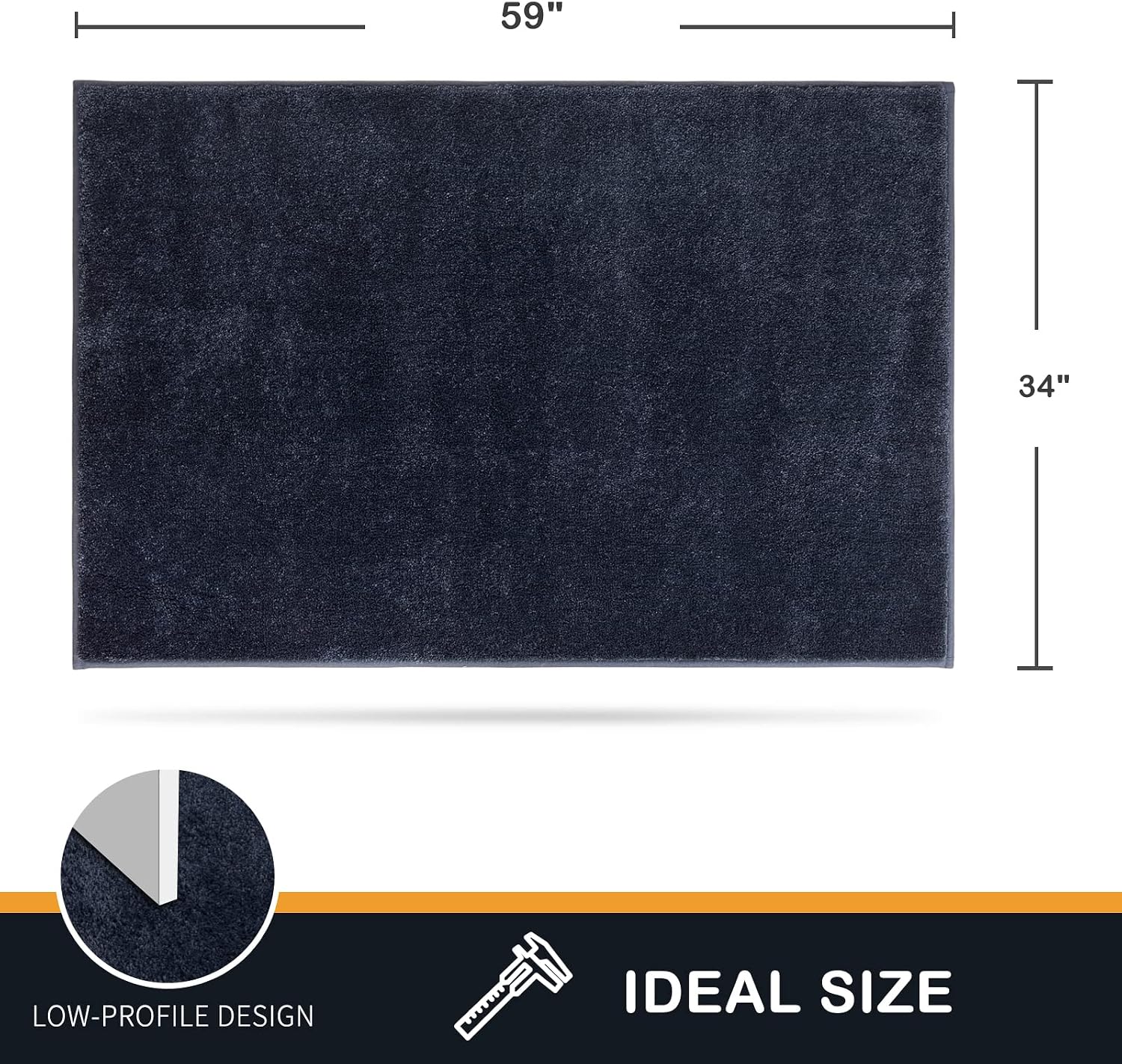 PURRUGS Dirt Trapping Door Mat 34 x 59, Non-Slip Machine Washable Entryway Rug, Dog Doormat, Indoor Front Door Mat, Super Absorbent Entry Rug for Muddy Shoes & Paws, Navy Blue Navy Blue 34 x 59