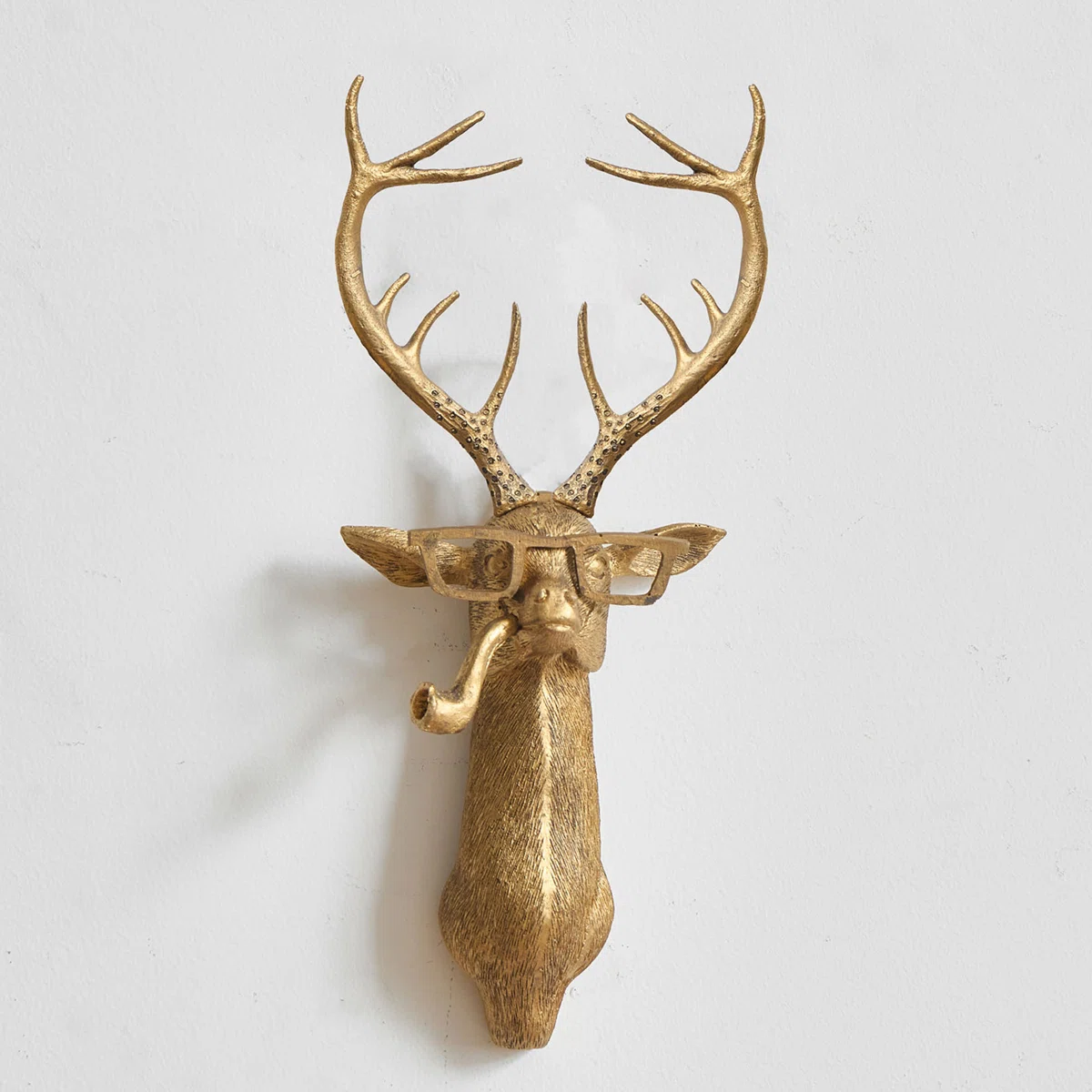 Deer Head Wall Decor, Gold Resin Animal Wall Sculpture for Living Room, Bedroom or Entryway, Vintage Animal Wall Art