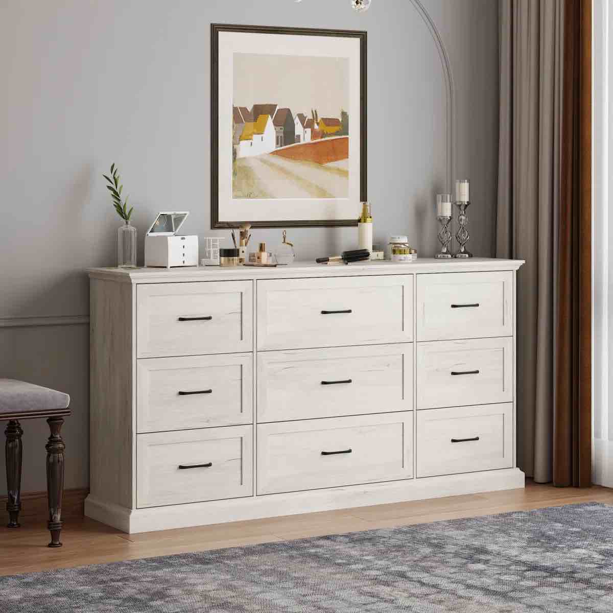 (INCOMPLETE) 71 IN W 9-Drawer Elegant Dresser BOX1