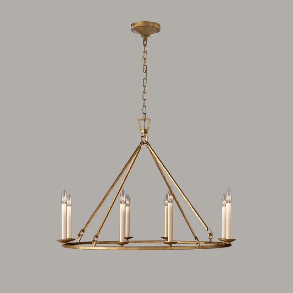 Ertac 8 - Light Candle Style Wagon Wheel LED Chandelier