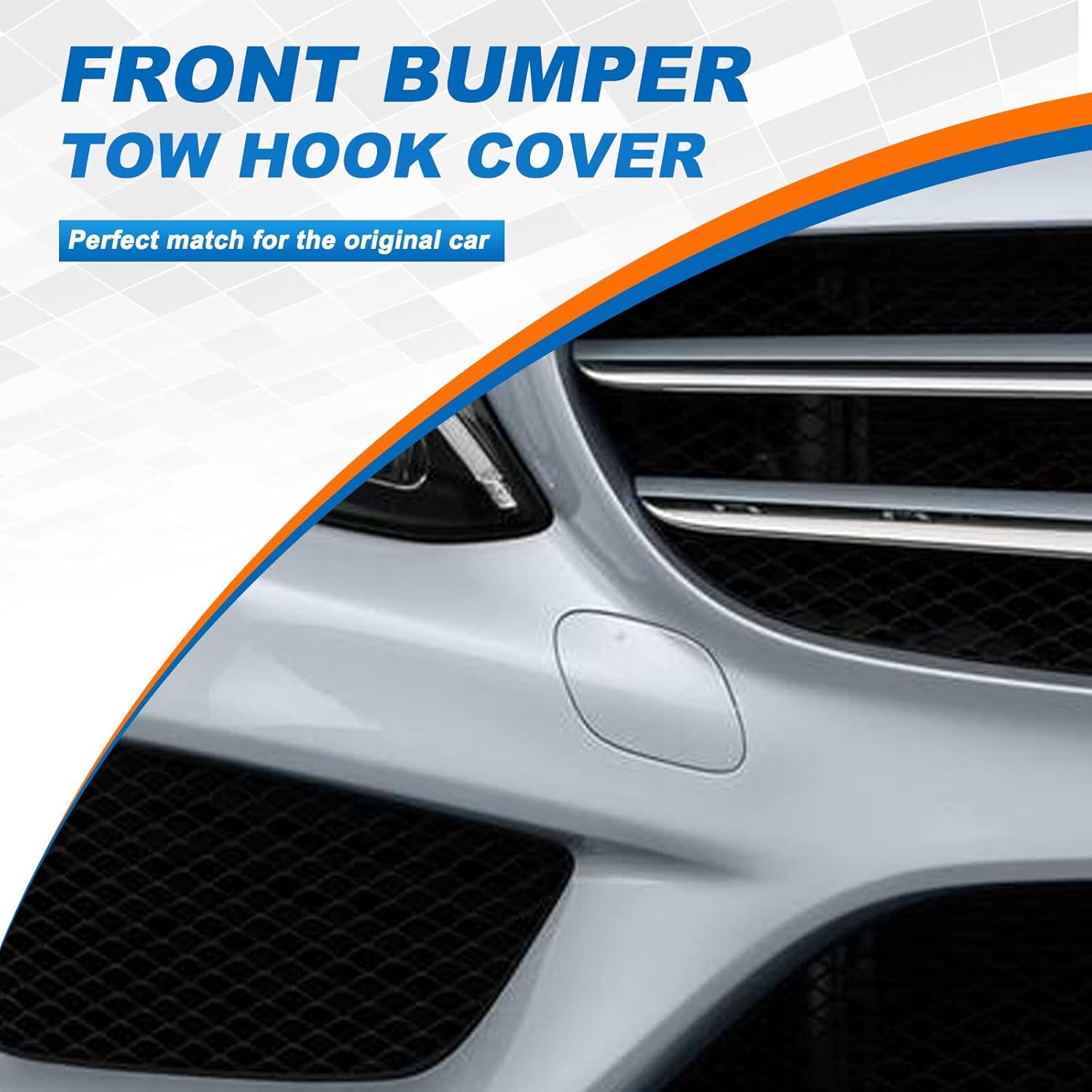 Front Bumper Tow Hook Cover Towing Eye Cap Trailer Cover Fit For Mercedes-Benz W205 C-Class Sedan C300 C400 C43AMG 2015-2018(Only Applicable To Sports Models)A2058850724 (White, Right Passenger Side)