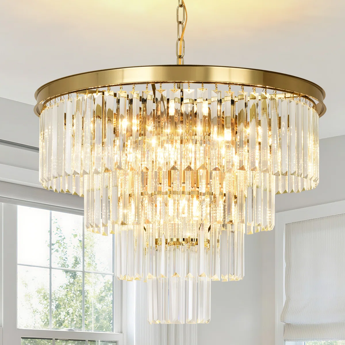 Makinlee Dimmable Crystal Tiered Chandelier