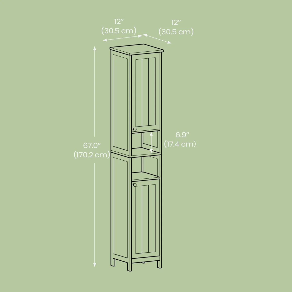 Evadean 67" H Storage Cabinet with Lights