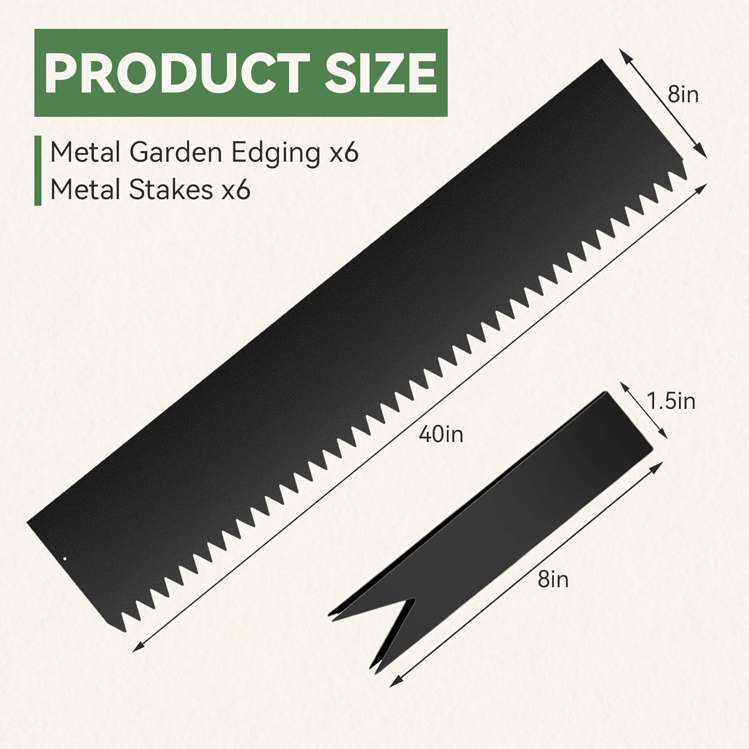 6Pack Landscape Edging Kit, 40 L x 8 H (20ft Total) Galvanized Steel Landscape Lawn Edging Powder for Lawn Yard, Coated Bendable Metal Strips, No-Dig Hammer-in Edging Border w/7Clips 6 40 L x 8.4 H,Black