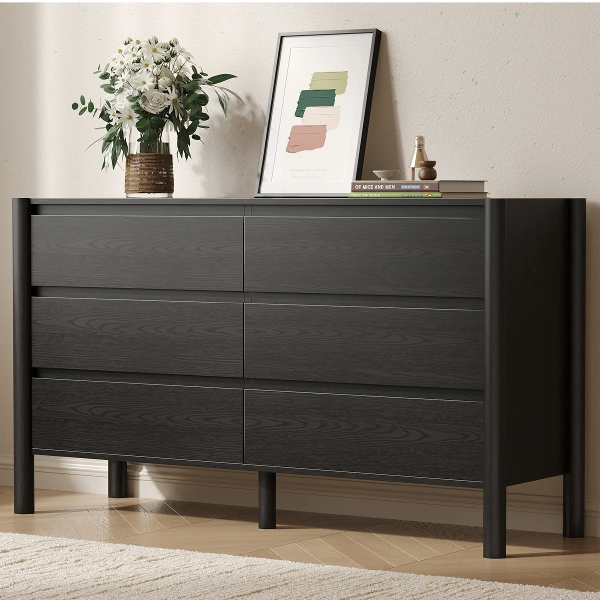 Hingham 6 Drawers Dresser, Solid Wood Double Dresser With Large Storage For Bedroom, Living Room
