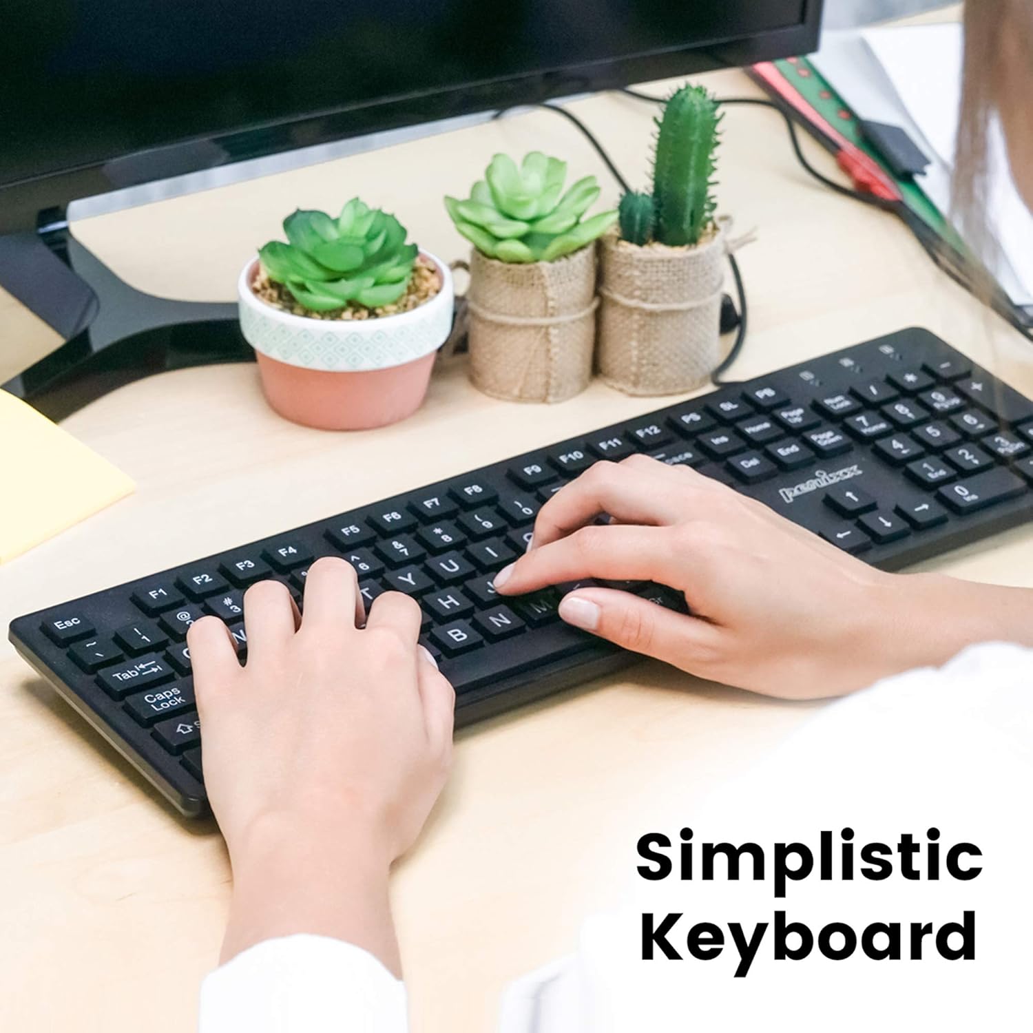 Perixx PERIBOARD-317 Wired Backlit USB Keyboard, Big Print Letter with White Illuminated LED, US English Layout,Black White Backlit