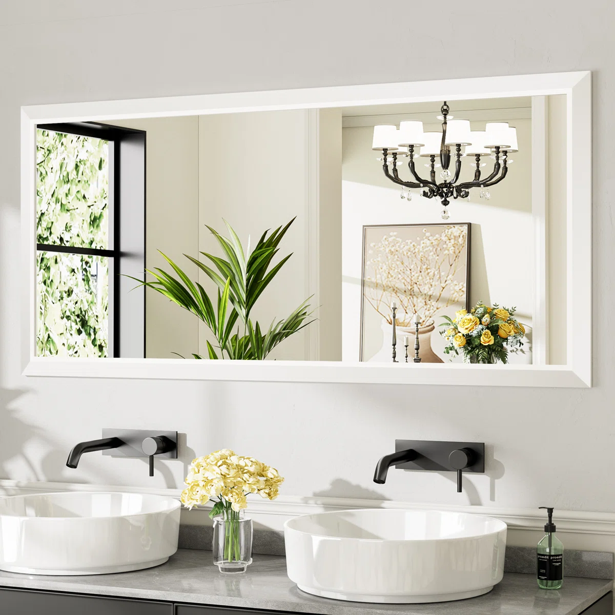 Modern & Contemporary Beveled Metal Framed Rectangular/Square Bathroom Vanity Mirrors with HD Tempered Glass