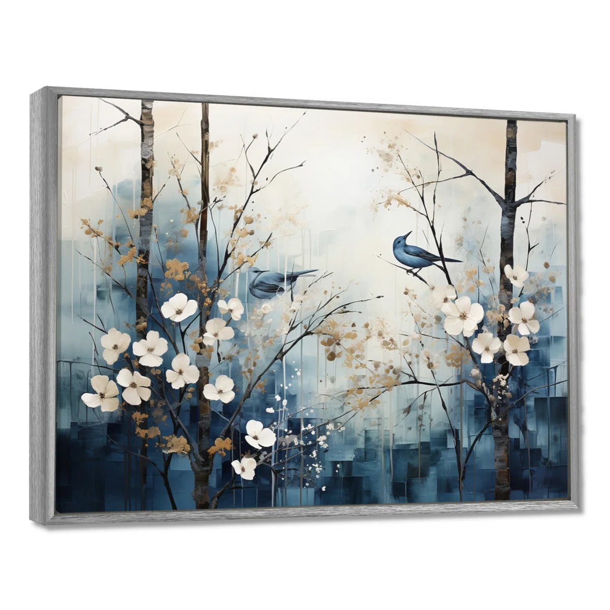 Blue And White Forest Winter Harmony I - Forest Canvas Wall Art