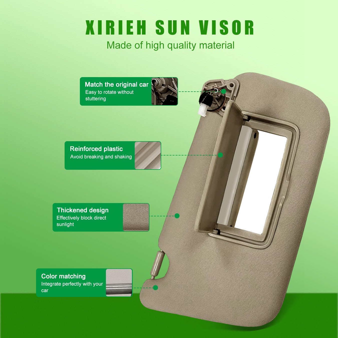 Left Driver Side Sun Visor for Nissan Sentra SR 1.8L 2013 2014 2015 2016 2017 2018 2019 Replace 268-11645L with Vanity Light/with Makeup Mirror (Left Driver Side (Beige))