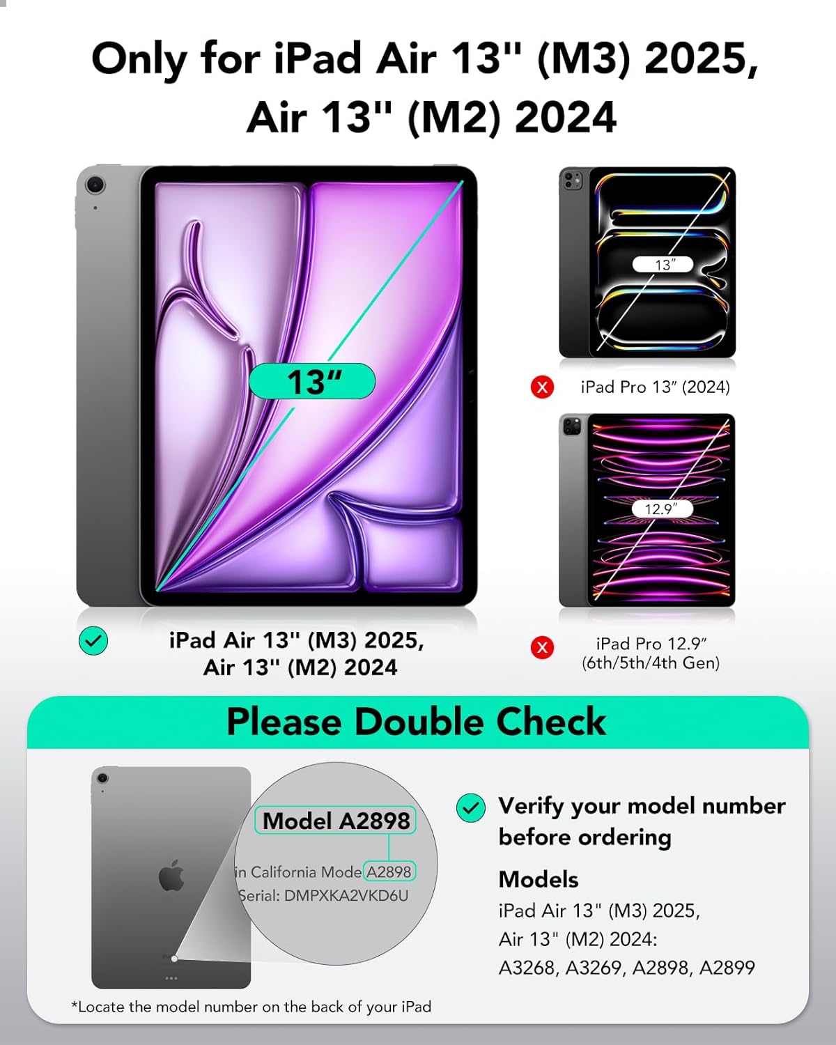 ESR for iPad Air 13 Inch Case (2025/2024) M3/M2 with Pencil Holder, Removable Magnetic Cover, Vertical Stand, Fully Supports Pencil Pro and Pencil(USB-C), Rebound 360 Series, White Brilliant White