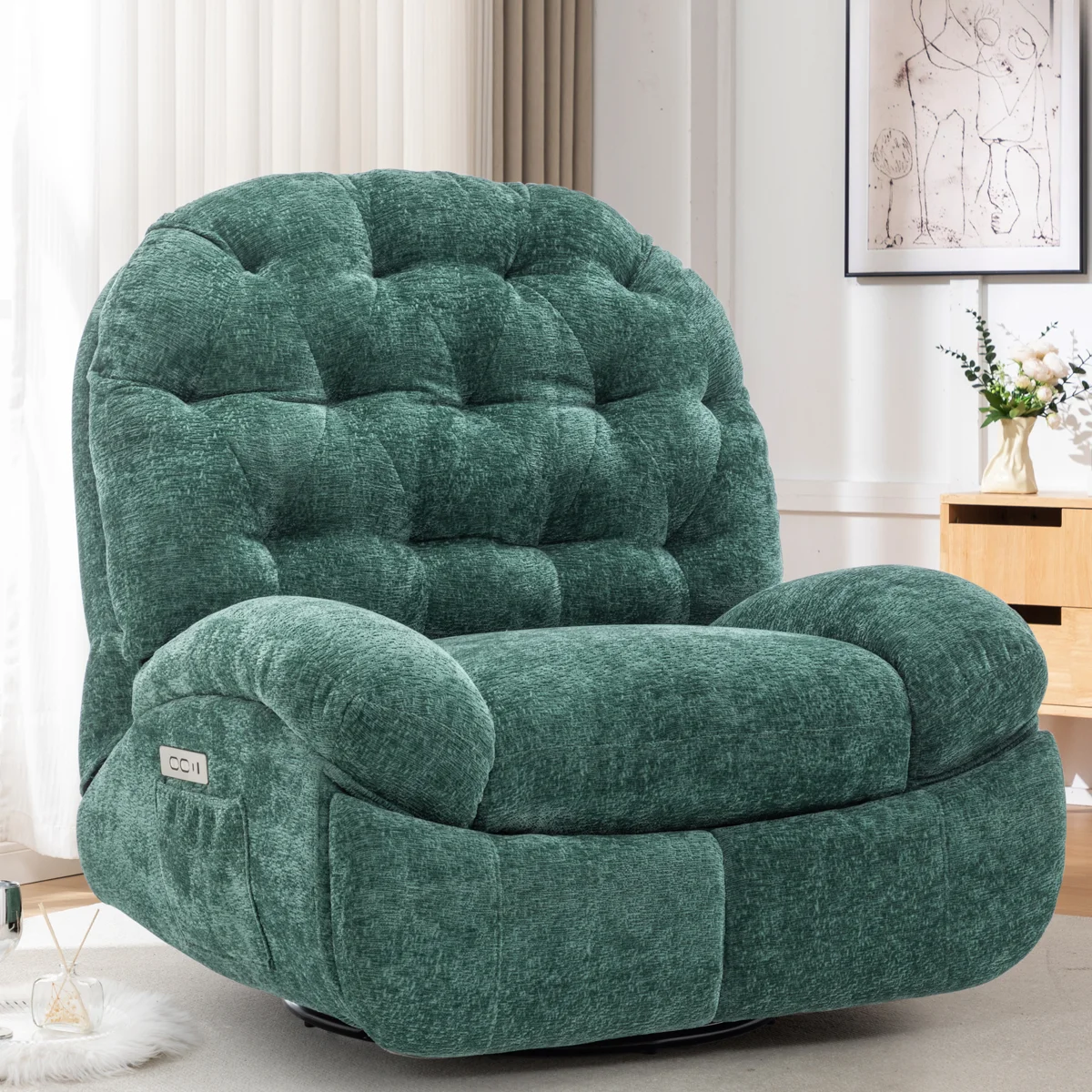 Recliner Chair, Electric Recliners , Soft Fabric Upholstered Recliner Chair With Side Pockets