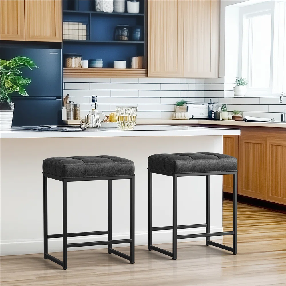 Kloud Counter Backless Industrial Stools with Footrests