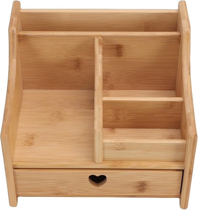 Decorative Wooden Desktop Organizer with Storage Drawer
