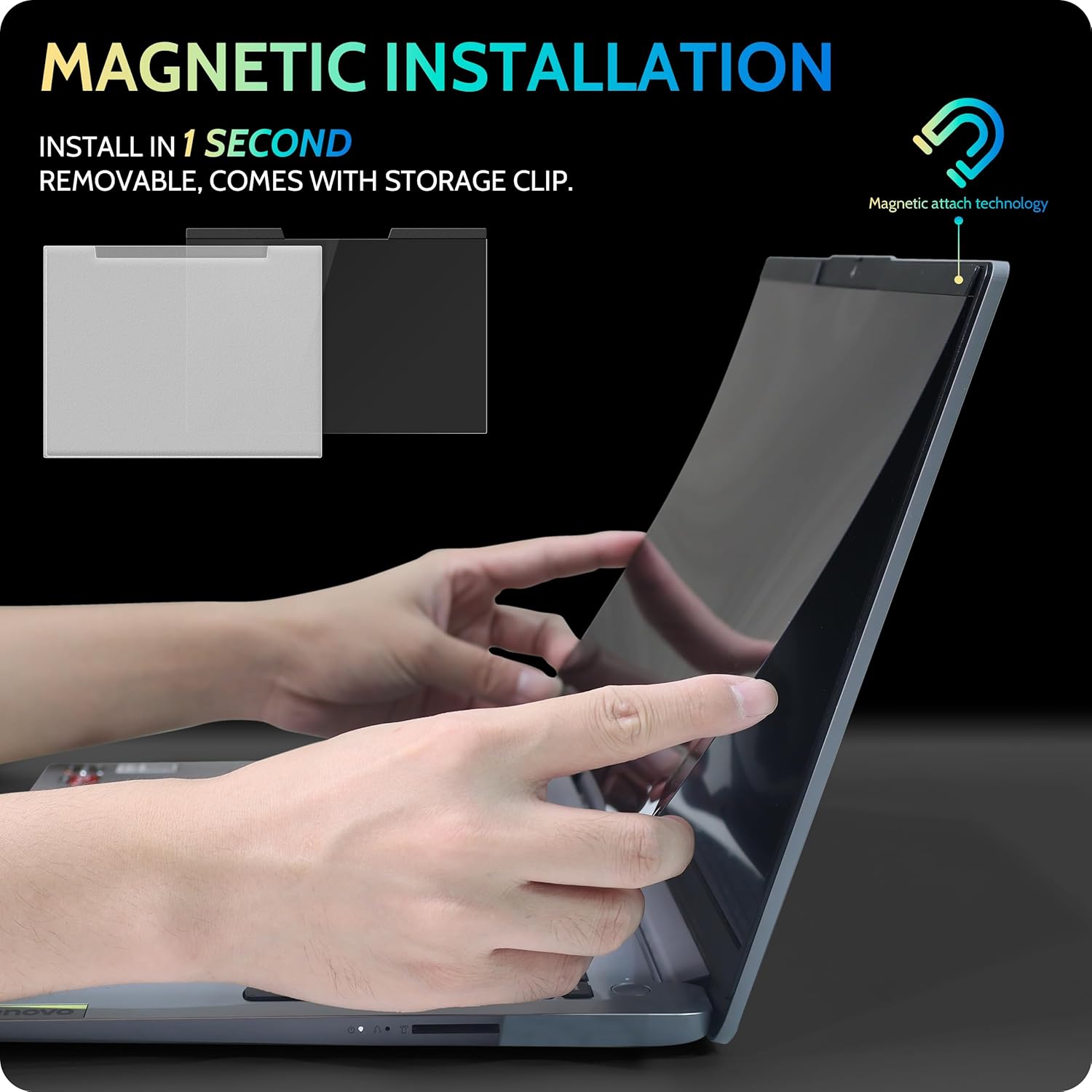Magnetic Laptop Privacy Screen 14 inch for 16:9 Computer Monitor, 14 Removable Anti Glare Protector Blue Light Filter Shield Compatible with Lenovo Hp Dell Acer Asus Thinkpad Envy Xps Black Privacy for Laptop Laptop 14 16:9 Aspect