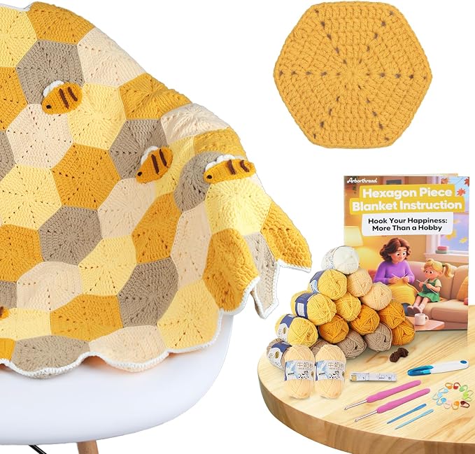 Hexagon Piece Blanket Knitting Kit