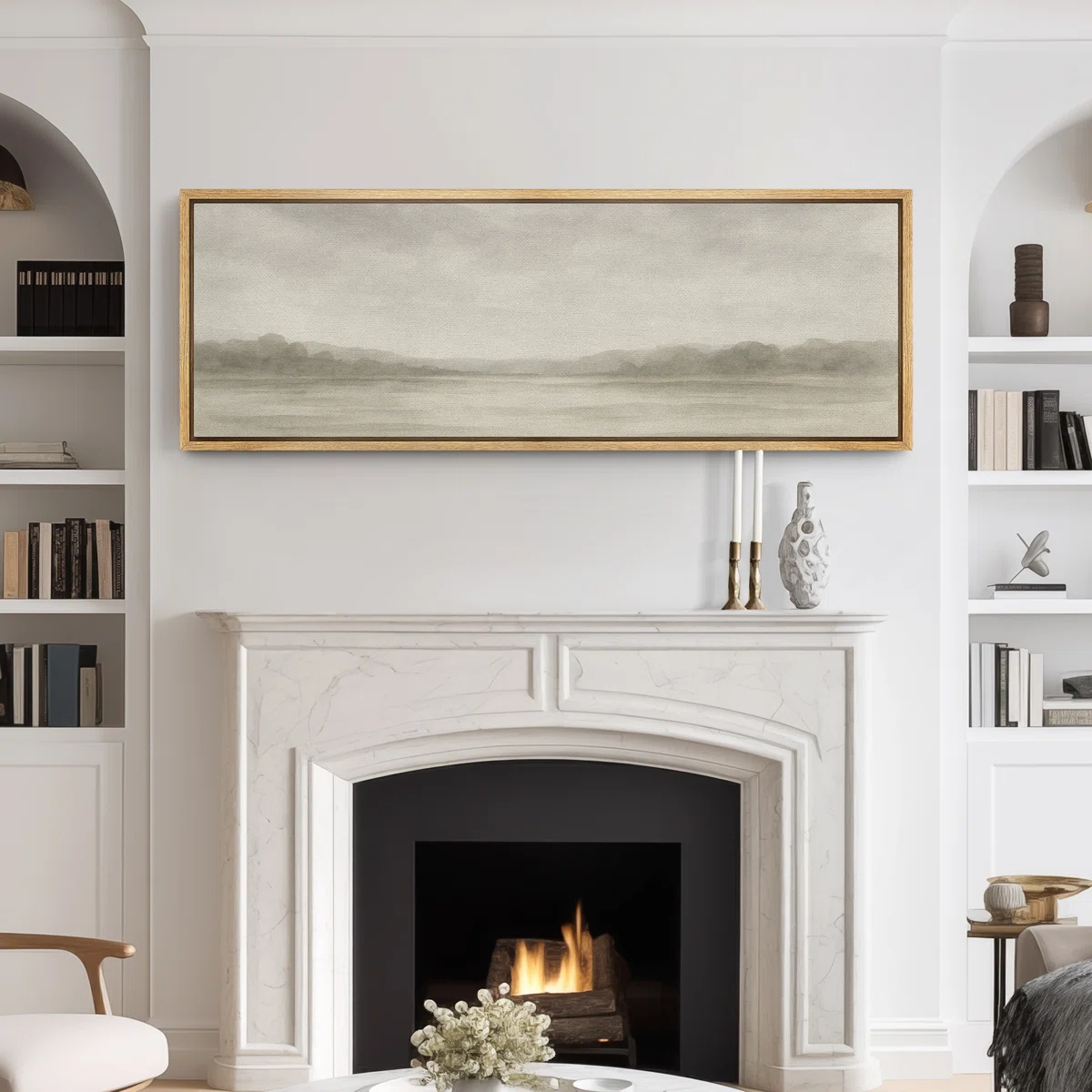 Large Framed Canvas Print Wall Art - Abstract Landscape Print for Modern Home Decor