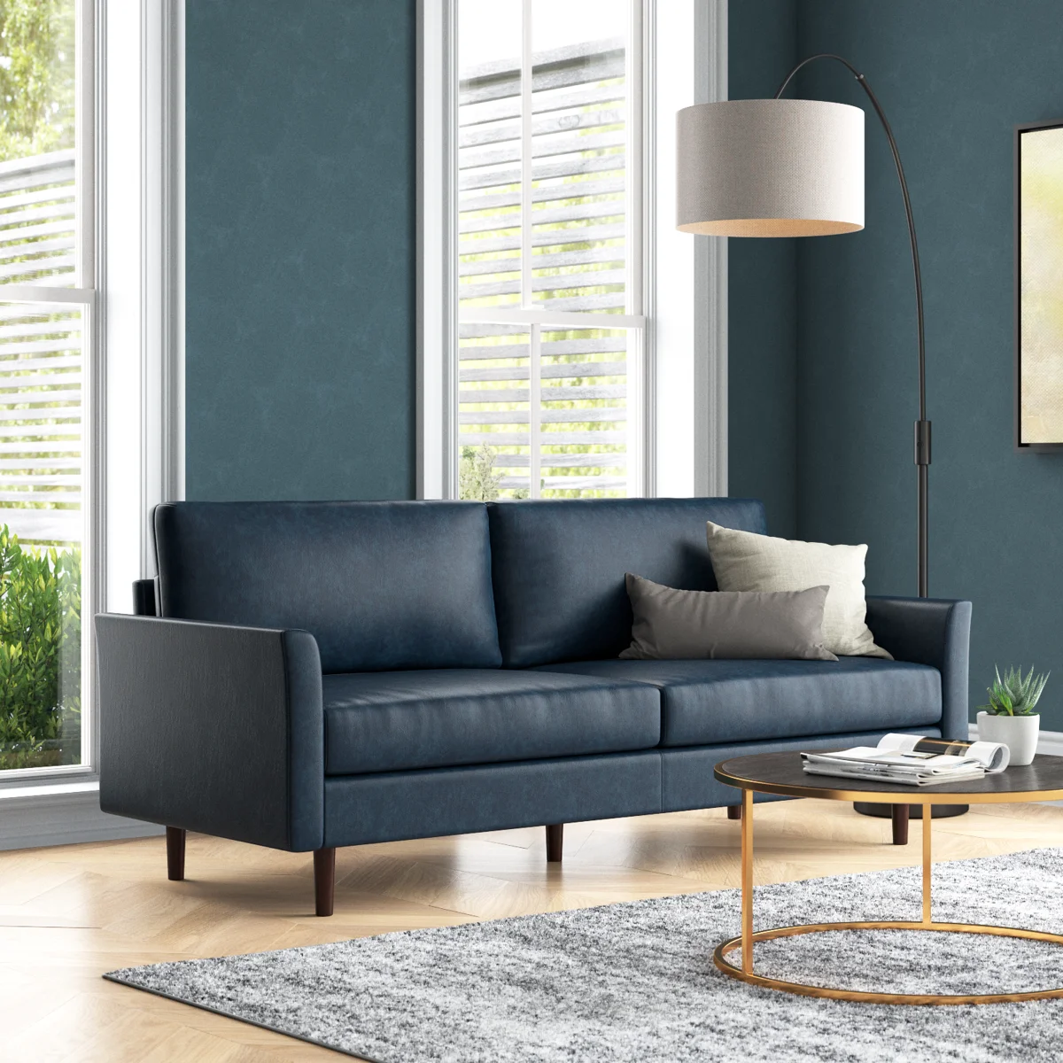 Assil Maple 80.3'' Wide Faux Leather Curved Arm Sofa