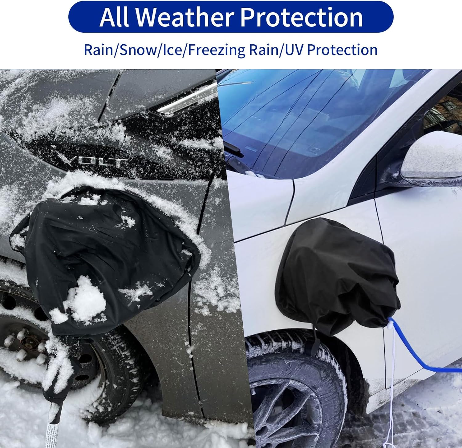 EV Charger Port Cover, Electric Car Charger Plug Cover, Outdoor Waterproof Winter Snow Rain UV All-Weather Protection, Magnetic Attachment, Suitable for Steel-Bodied Electric Vehicles Black/Silver
