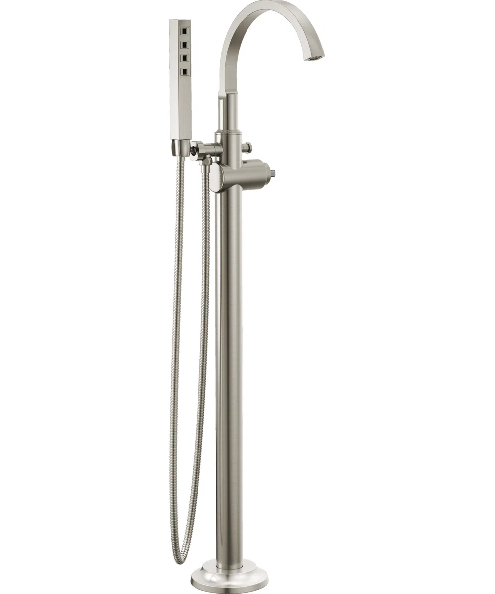 Tetra Freestanding Tub Filler with Hand Held Shower, Bathtub Faucet, Floor Mount Tub Faucet