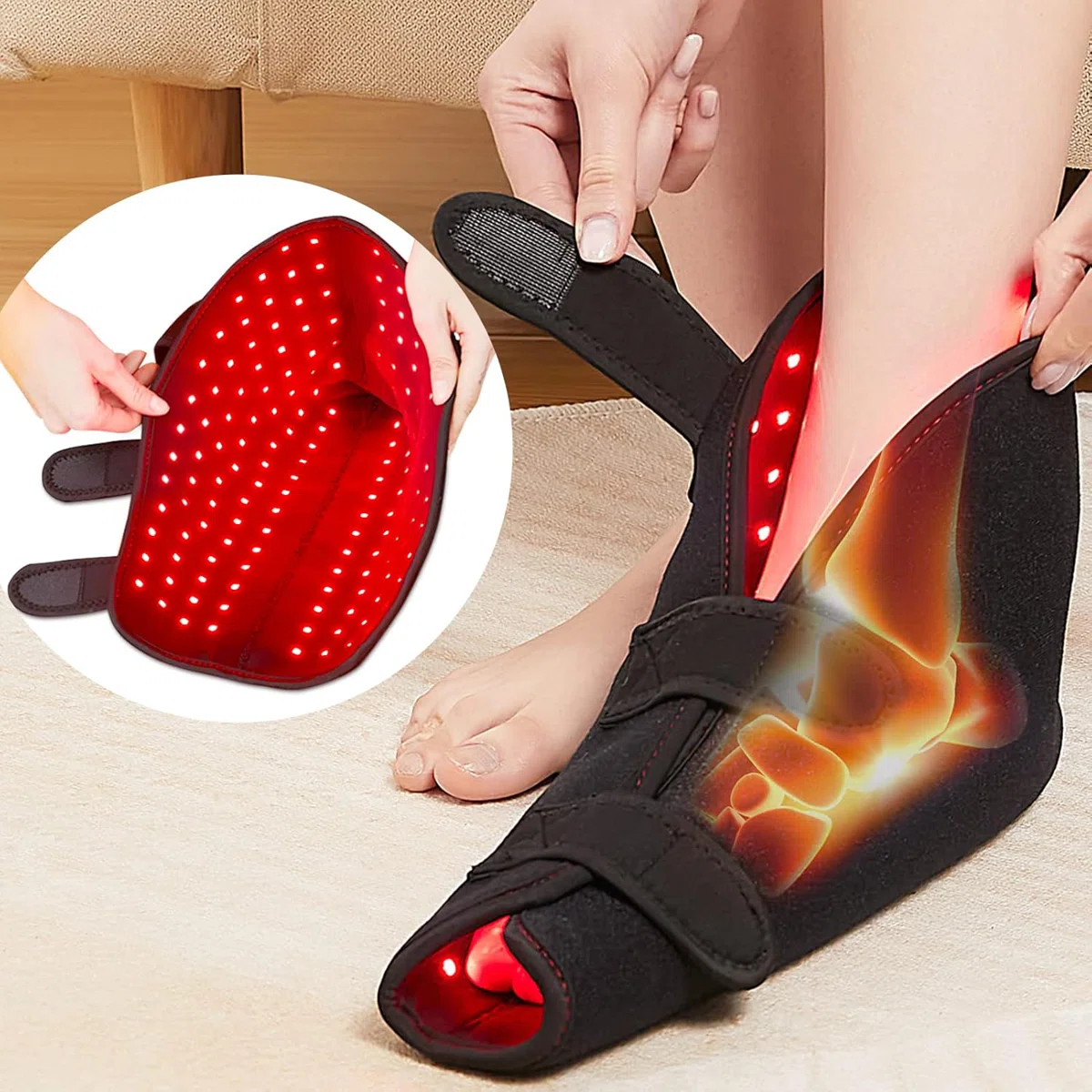 Red Light Therapy Foot Slippers With Heat & Pulse Mode β Adjustable Timer & Temperature Settings For Foot, Toe & Instep Pain Relief β Portable Infrared Home Foot Care Device