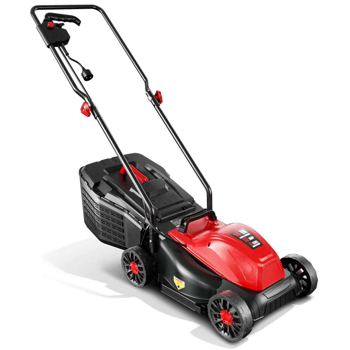 16 Inch Electric Lawn Dethatcher Scarifier, 12 Amp Motor Lawn Mower With 3-position Depth Adjustment, 15 Gal Removable Thatch Collection Bag, Quick-fold, Keeps Lawn Health