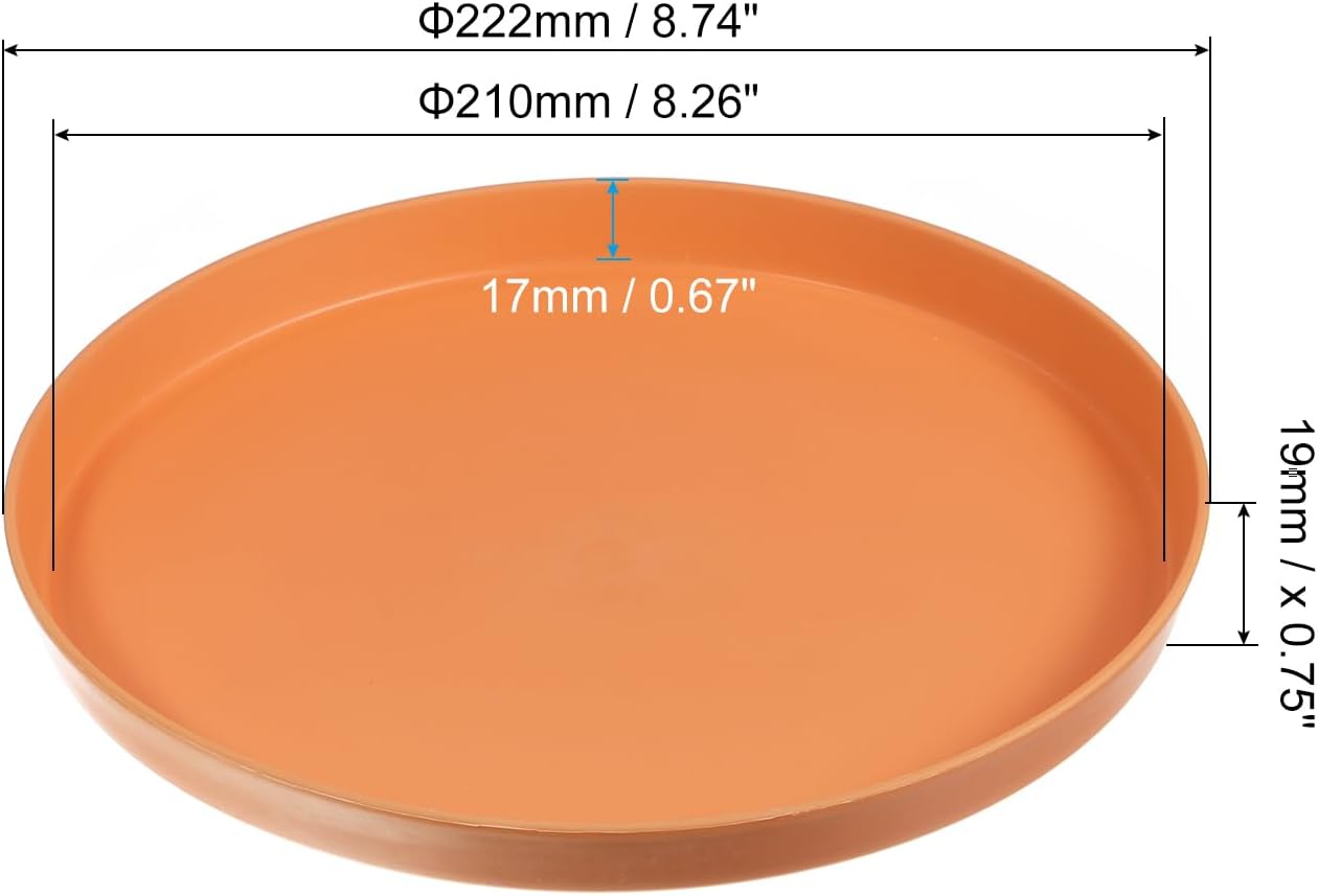PATIKIL 9 Restaurant Serving Trays, 3 Pcs Round Non-Slip Food Service Tray Platter Reusable Plastic Fast Food Serving Tray for Bar Coffee Home Cafeteria Hotel, Orange