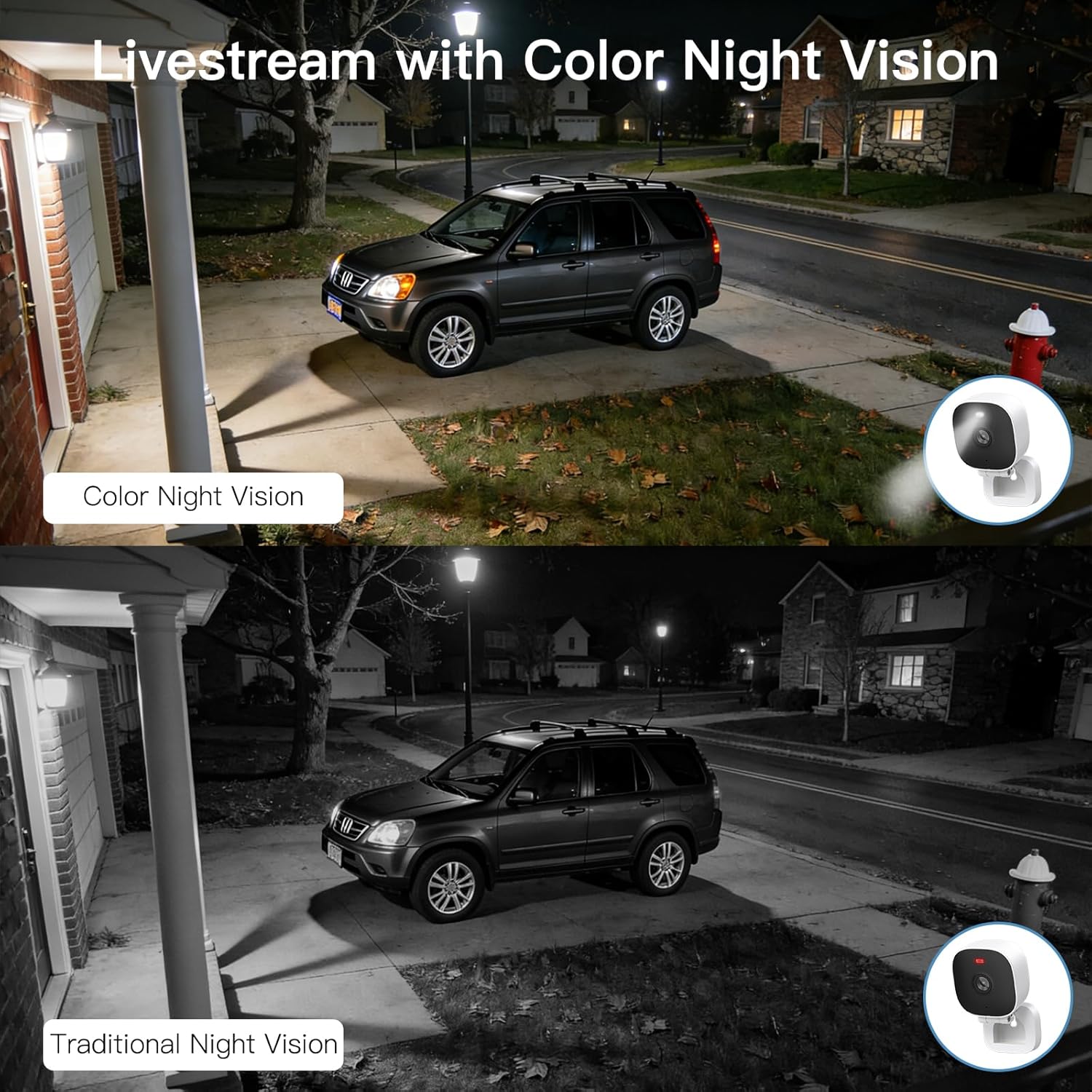 VIMTAG 4MP Security Camera, 2.4G/5G Outdoor Indoor Cameras for Home Security with Color Night Vision, Motion Activated Spotlight/Siren, IP66,2-Way Audio, Support Cloud/Card(not Include), Wired, 4Pack 4Pack, White