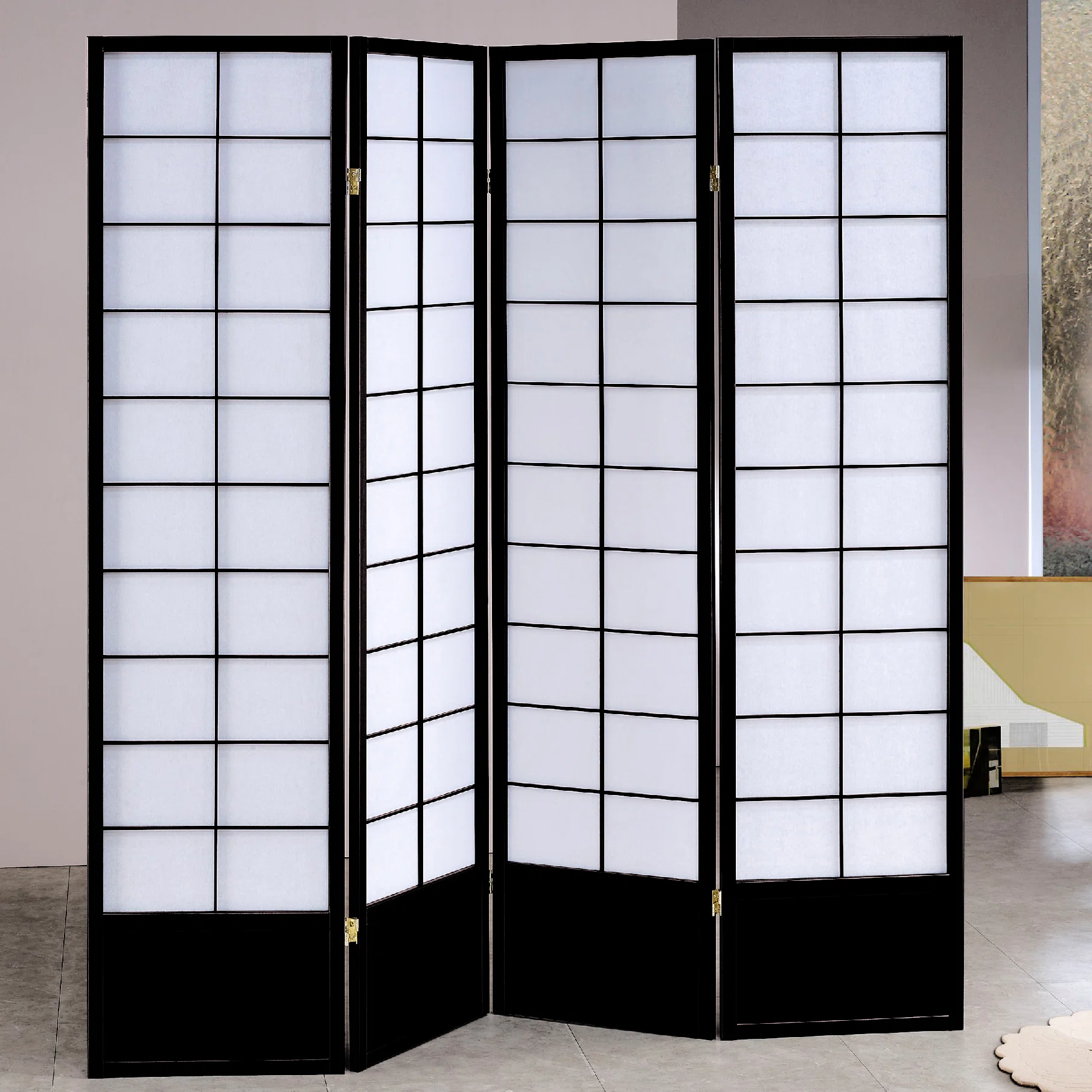 Asia Direct 4-Panel Room Divider/Screen - Black