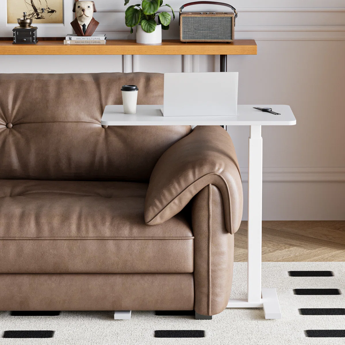 Multi-Function Adjustable and Movable Overbed Table with Hidden Casters