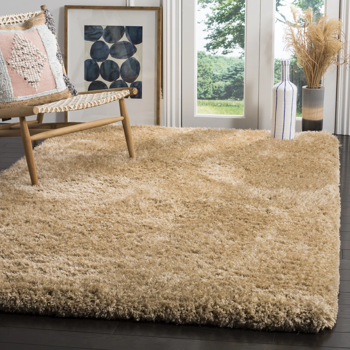 Gilcrease Express Shag Hand Tufted Performance Solid Color Rug