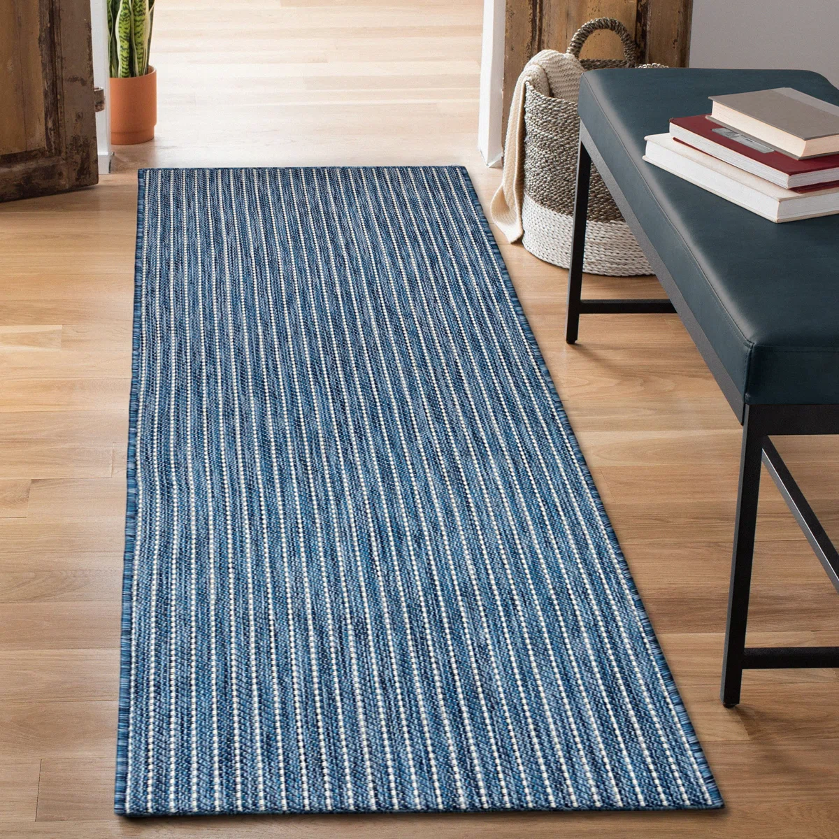 23”X 7’6” Strped Navy Rug