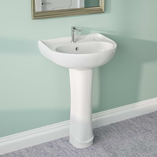 (SINK ONLY) STERLING, 22“ X 18 1/2“ WHITE PEDESTAL VANITY