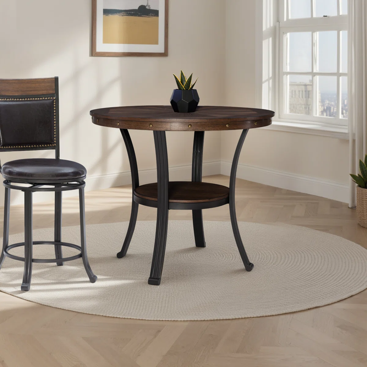Luker 42" Round Wood Counter Height Table