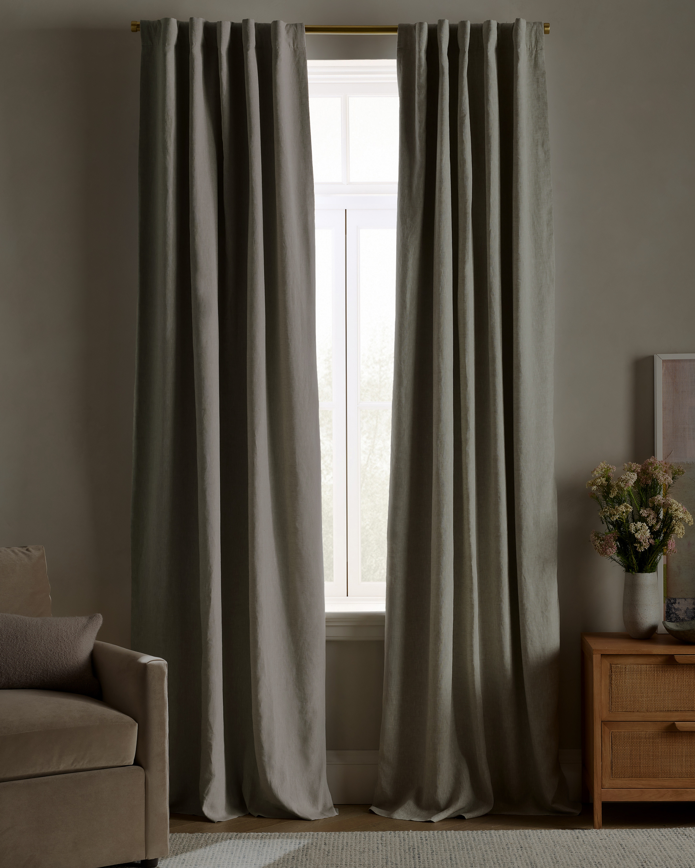 European Linen True Blackout Curtain, 96x120, Sage