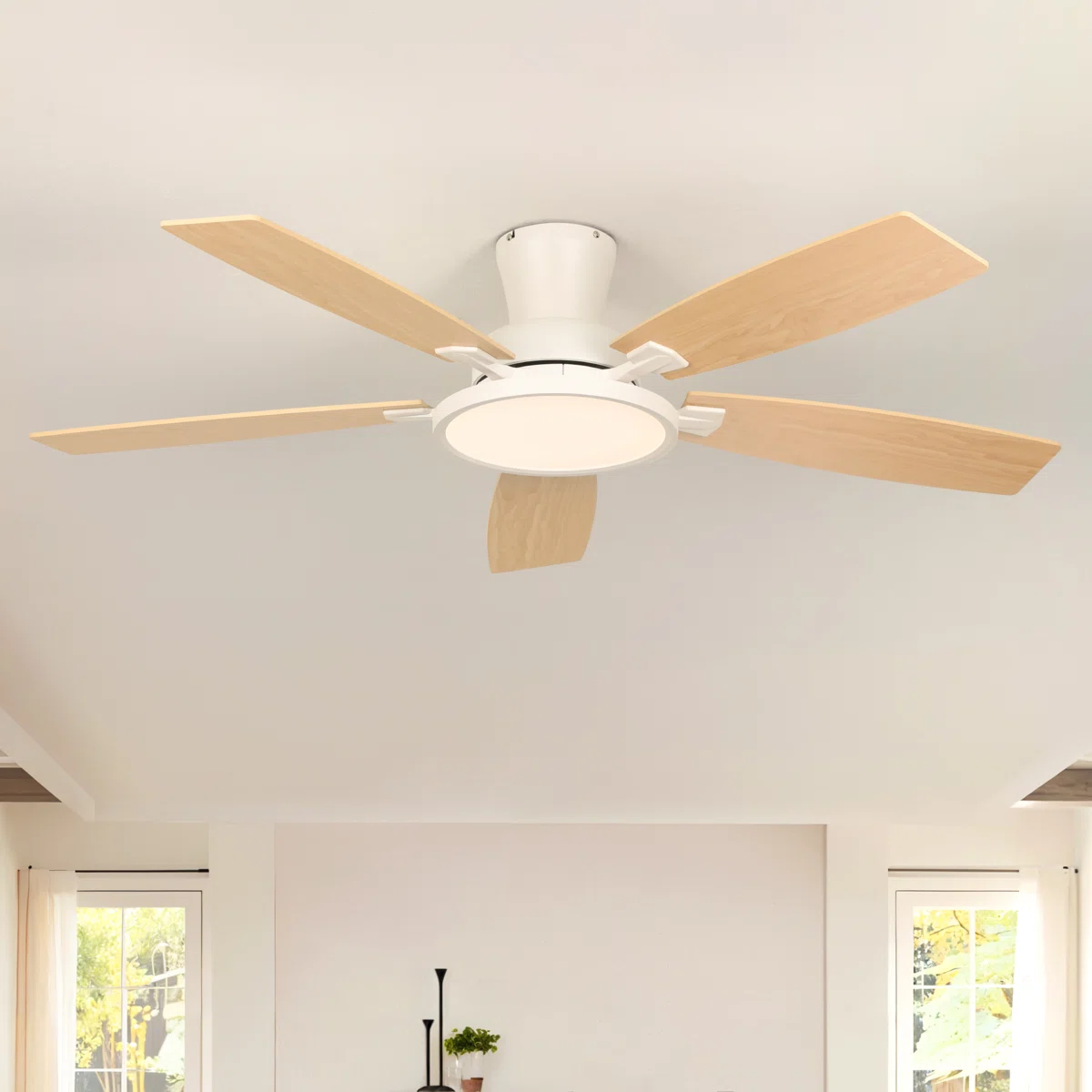 Karlena 52" W Dimmable Flush Mount Ceiling Fan
