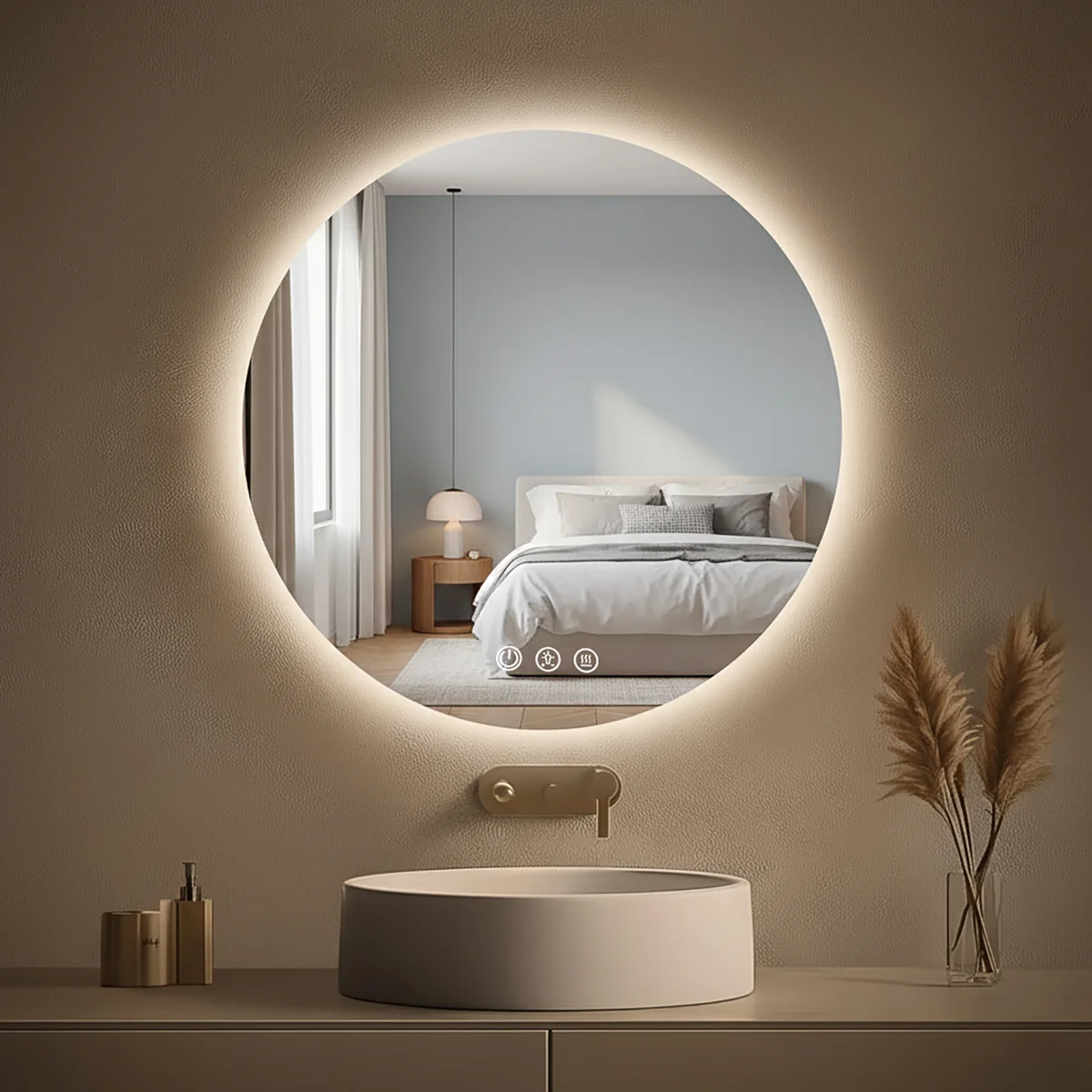 LED Bathroom Mirror with Lights, Anti-Fog, Dimmable, Backlit + Front Lit, Lighted Bathroom Vanity Mirror for Wall, Memory Function, Tempered Glass, Shatter-Proof, ETL Listed