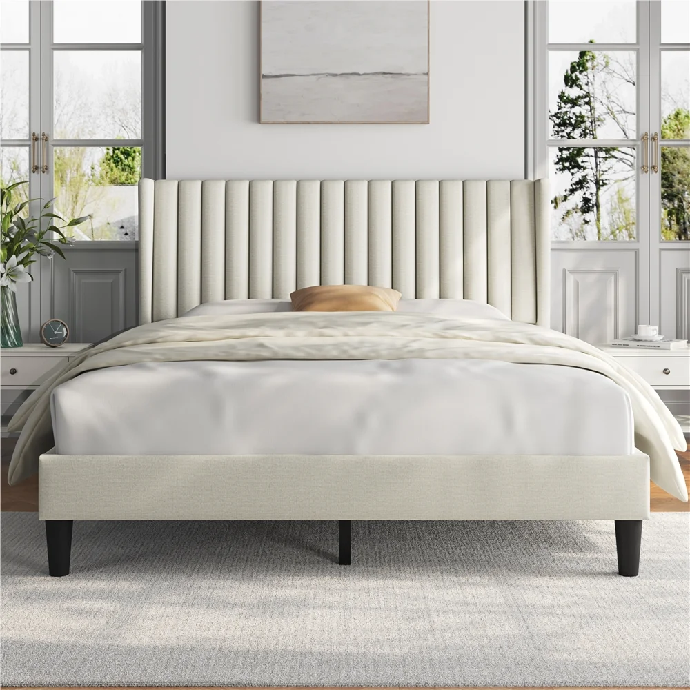 Aarti Upholstered Bed Frame with Wing Side