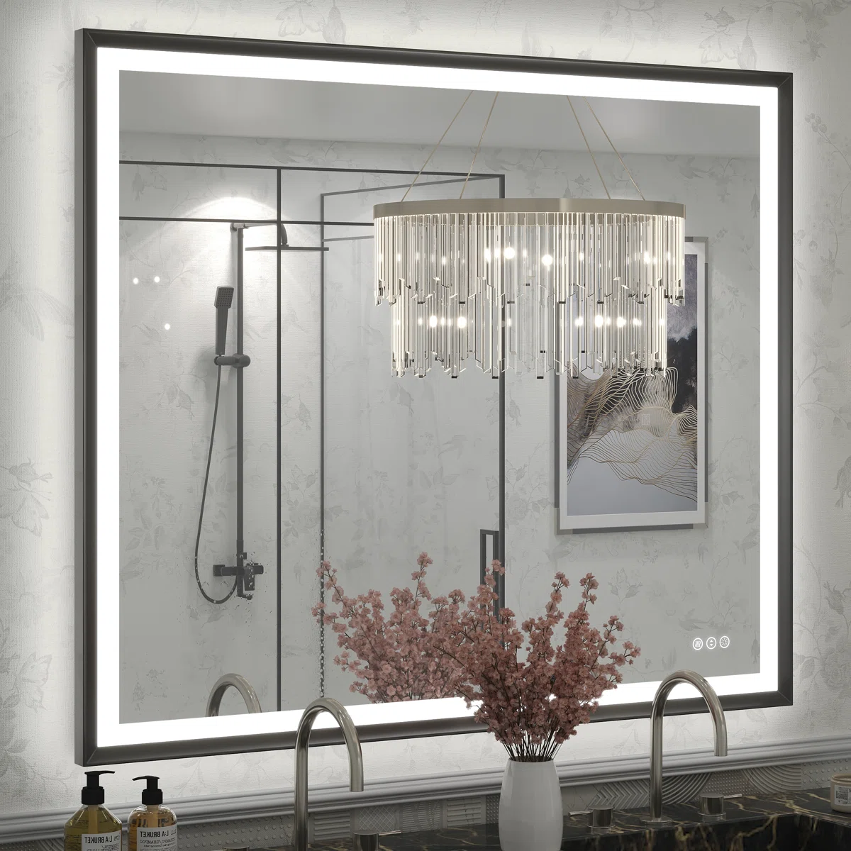 Molly Beveled Frame LED Anti-Fog Tempered Glass Wall Bathroom Vanity Mirror - UL Certified
