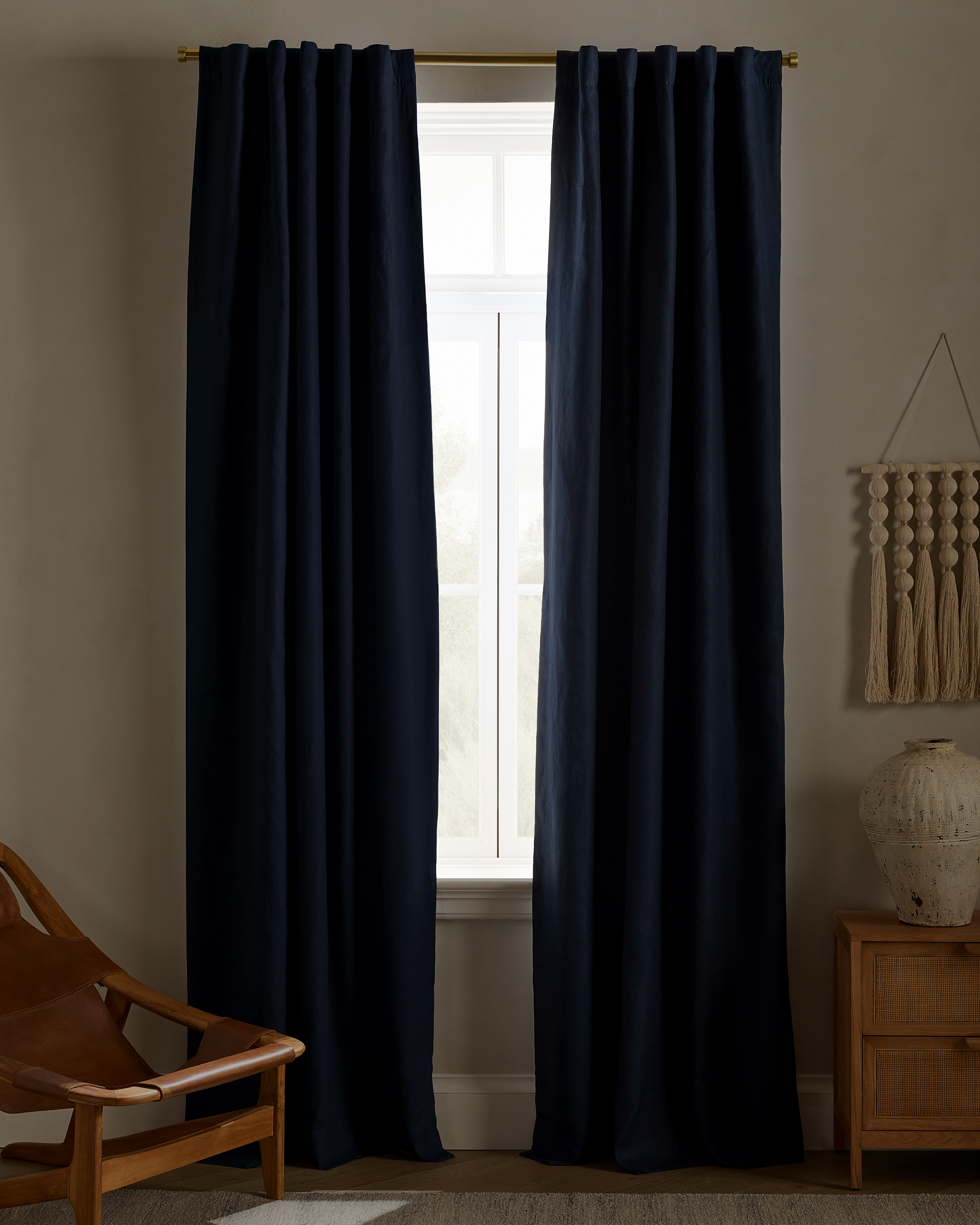 European Linen True Blackout Curtain, 48x96, Navy