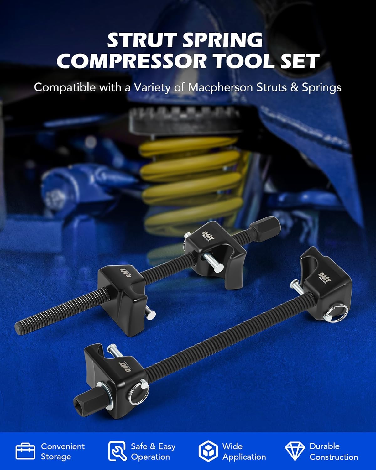 Orion Motor Tech 2pc Macpherson Strut Spring Compressor Tool Set with 10.5 Range, Heavy Duty Coil Spring Compressor Tools with 1/2 Square Drive, 13/16 Hex Strut Compressors for Car Truck, Black