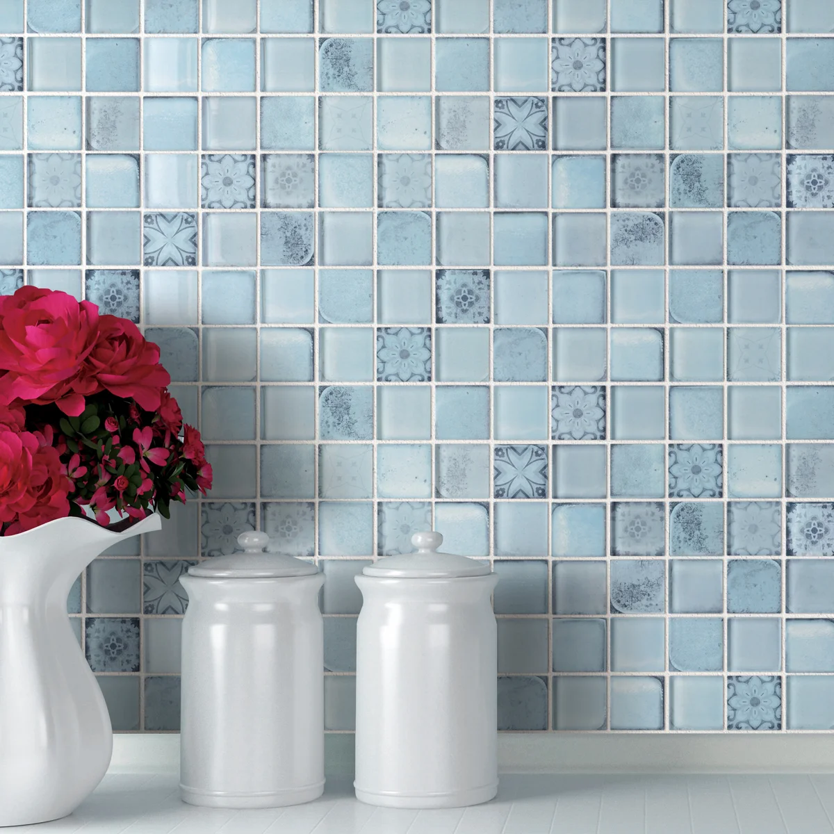 Classic Roman 2" x 2" Glass Grid Mosaic Wall Tile